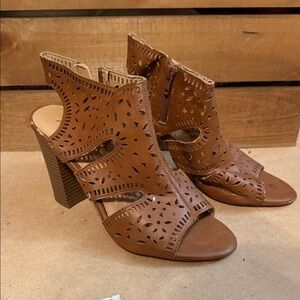 XOXO Tan Cutout Heeled Sandals